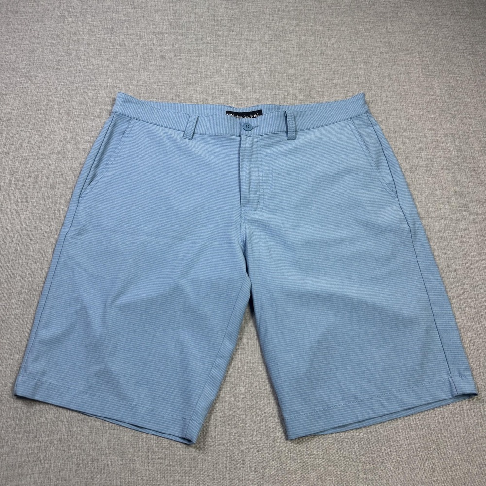 Travis Mathew Chino Shorts Mens 36 Blue Polyester Spandex Microfiber 11 Inseam
